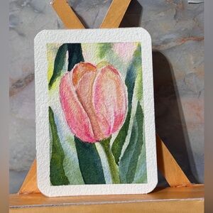 ACEO original watercolor “Bloom-sweet Purple Tulip”